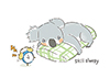 枕にしがみついて寝ているコアラのイラスト