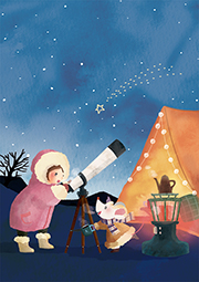 dropkids冬号表紙イラスト | 冬のキャンプと天体観測