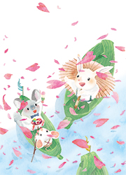 drop4月号表紙イラスト | 舞い散る桜の花びらと笹舟